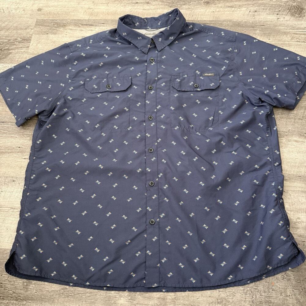 Eddie Bauer Travex Shirt Mens Sz 2XL Blue Fishing Outdoor Vented Hiking XXL